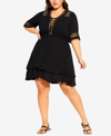 City Chic Trendy Plus Size Bring The Heat Mini Dress In Black