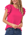 Cece Double Ruffle Knit Top In Pink