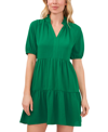 Cece Women's Short Sleeve Tiered V-neck Baby Doll Dress In Lush Green