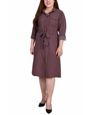 Ny Collection Plus Size Printed Shirt Dress In Lilas Tortorella