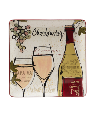 Certified International Wine Country Square Platter In Burgundy