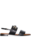 Ferragamo Gancini-plaque Leather Sandals In Schwarz