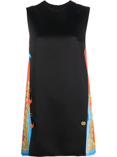princess polly baby blue dress VERSACE Turtleneck Sleeveless Mini Dress in Black