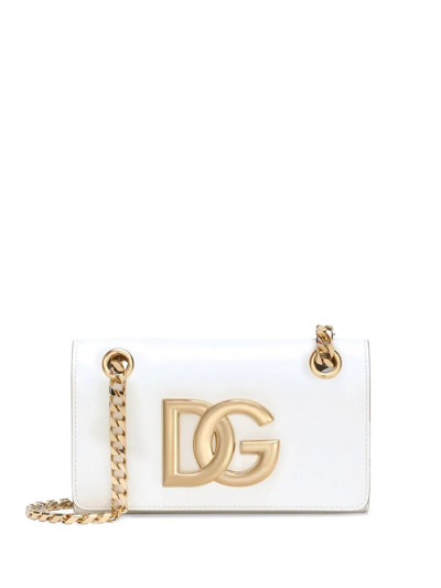 Dolce & Gabbana Logo Plaque Crossbody Bag In White