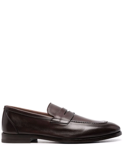 Henderson Baracco Marrone Pelle Leather Loafers In Braun