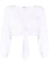 Charo Ruiz Vania Lace-trim Knotted Blouse In Weiss