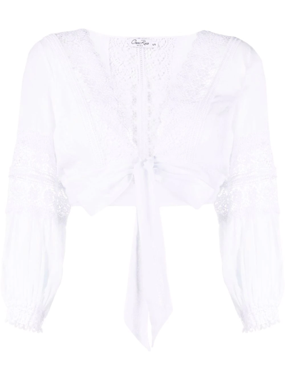 Charo Ruiz Vania Lace-trim Knotted Blouse In White