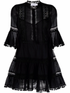Charo Ruiz Agatha Black Lace-trimmed Cotton-blend Mini Dress
