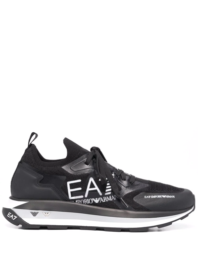 Ea7 Logo-print Low-top Sneakers In Black