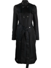Sapio Long Double-breasted Coat In Schwarz