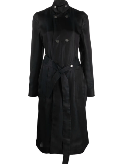 Sapio Double-breasted Belted Trench Coat In Black