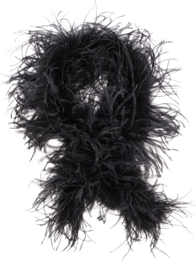 Styland Ostrich Feather Scarf In Black