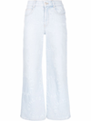 Stella Mccartney Stella Logo Distressed Cropped Jeans In Blau