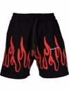 Vision Of Super Embroidered-logo Cotton Track Shorts In Schwarz