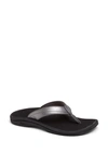 Olukai Ohana Flip Flop In Pewter/ Black Faux Leather
