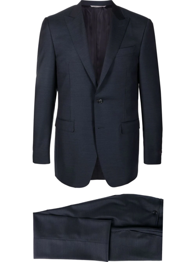 Canali Single-breasted Wool Suit In Blau