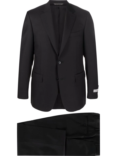 Canali Checked Single-breasted Wool Suit In Grey