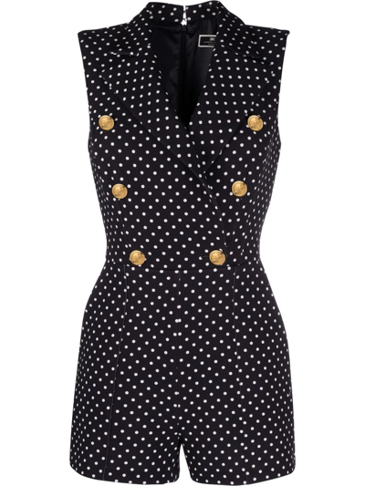 Elisabetta Franchi Polka-dot Print Playsuit In Black