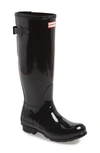 HUNTER ADJUSTABLE BACK GLOSS WATERPROOF RAIN BOOT,WFT1001RGL