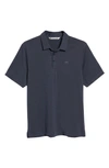 Travismathew Travis Mathew The Zinna Slub Piqué Polo In Vintage Indigo/ Black