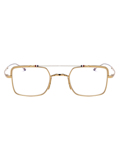 Thom Browne Tb-909 Glasses In White Gold -silver