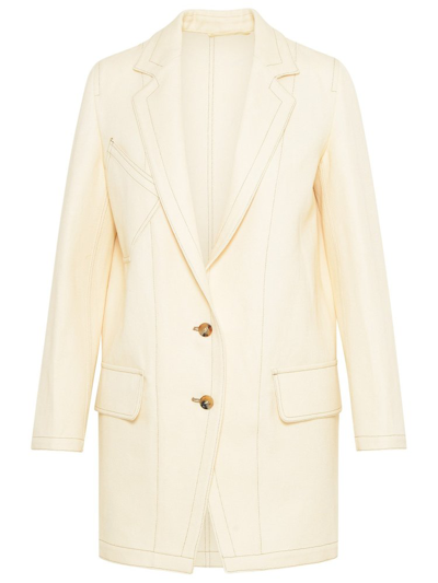 Max Mara Ivory Linen Blend Tenda Jacket In Beige