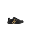 Ferragamo Black Gancini Number Sneakers In Black