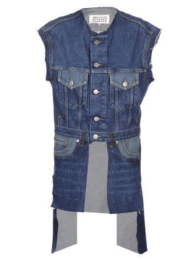 Maison Margiela Indigo Sleeveless Denim Jacket In Blue