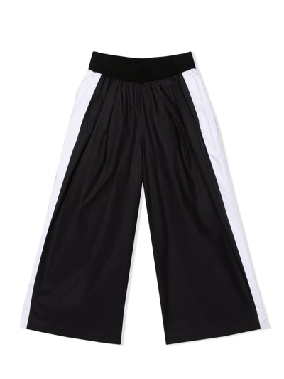 Balmain Kids' Black Cotton Flared Trousers In Nero