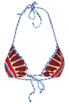 La Doublej Abstract Print Halterneck Bikini Top In Verde Bordeaux