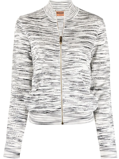 Missoni Woven Bomber Jacket In White