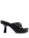 Versace Biggie Medusa Coin Leather Mules In Black