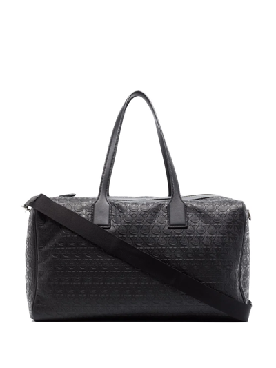 Ferragamo Black Gancini Leather Holdall Bag
