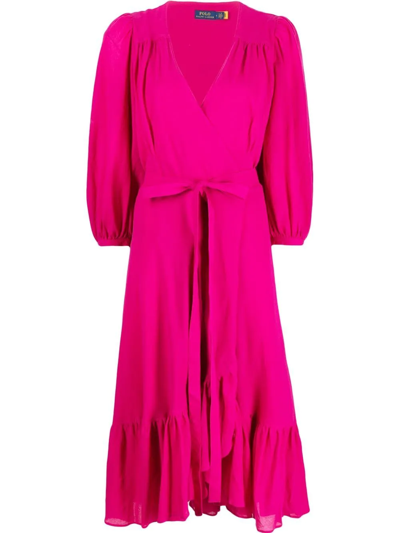 Polo Ralph Lauren Ruffled Wrap Dress In Pink