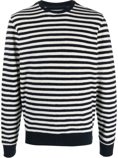 Orlebar Brown Striped Double-sided Terry Cloth Sweatshirt In Blue