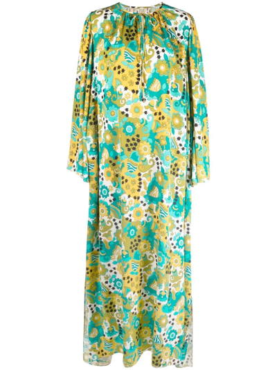 Dolce & Gabbana Floral-print Floor-length Dress In Gelb