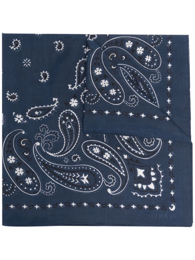 Alanui Paisley Pattern Square Scarf In Navy Blue Multico