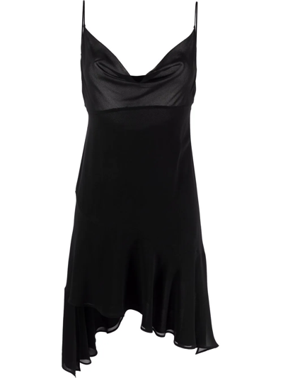 The Andamane Gemma Draped Silk Georgette Mini Dress In Black