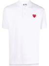 Comme Des Garçons Heart-patch Cotton Polo Shirt In Weiss