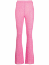 Msgm Ribbed-knit Flared Trousers In Rosa