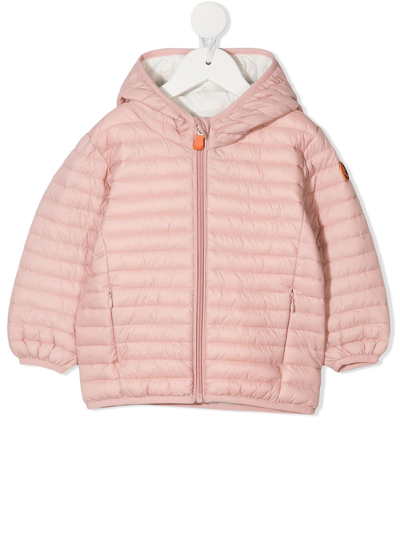 Save The Duck Babies' Quilted Hooded Jacket In Pink