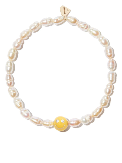 Alison Lou 14kt Yellow Gold Pearl And Diamond Bracelet