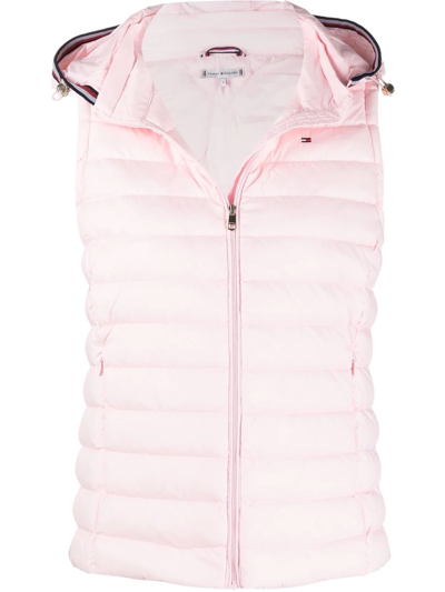 Tommy Hilfiger Logo Zipped Gilet In Pink