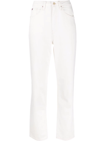 Tommy Hilfiger Logo Embroidered Wide-leg Jeans In White