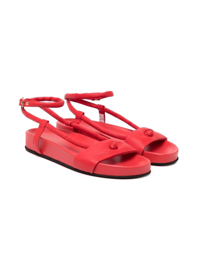 Emporio Armani Kids' Open Toe Slip-on Sandals In Red