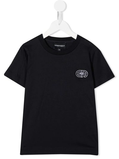 Emporio Armani Kids' Logo-patch Short-sleeved T-shirt In Blue