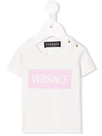 Versace Babies' Logo-print T-shirt In White