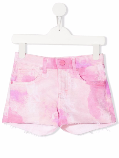 Pinko Kids' Tie Dye Effect Shorts In Pink