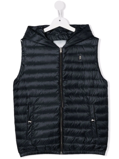 Herno Teen Padded Down Hoodie Gilet In Blue