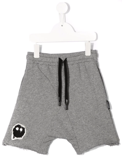 Nununu Kids' Raw-cut Drop-crotch Shorts In Grey